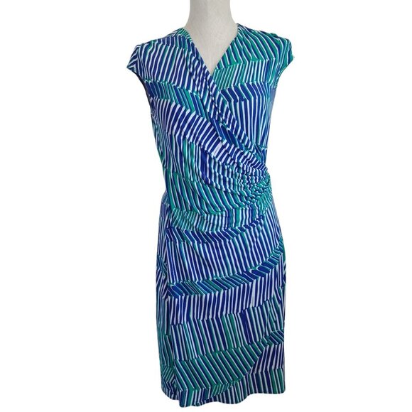 Tommy Bahama Wrap Dress Surplice Style Colorful Geometric Stripe Womens Small - Picture 1 of 12